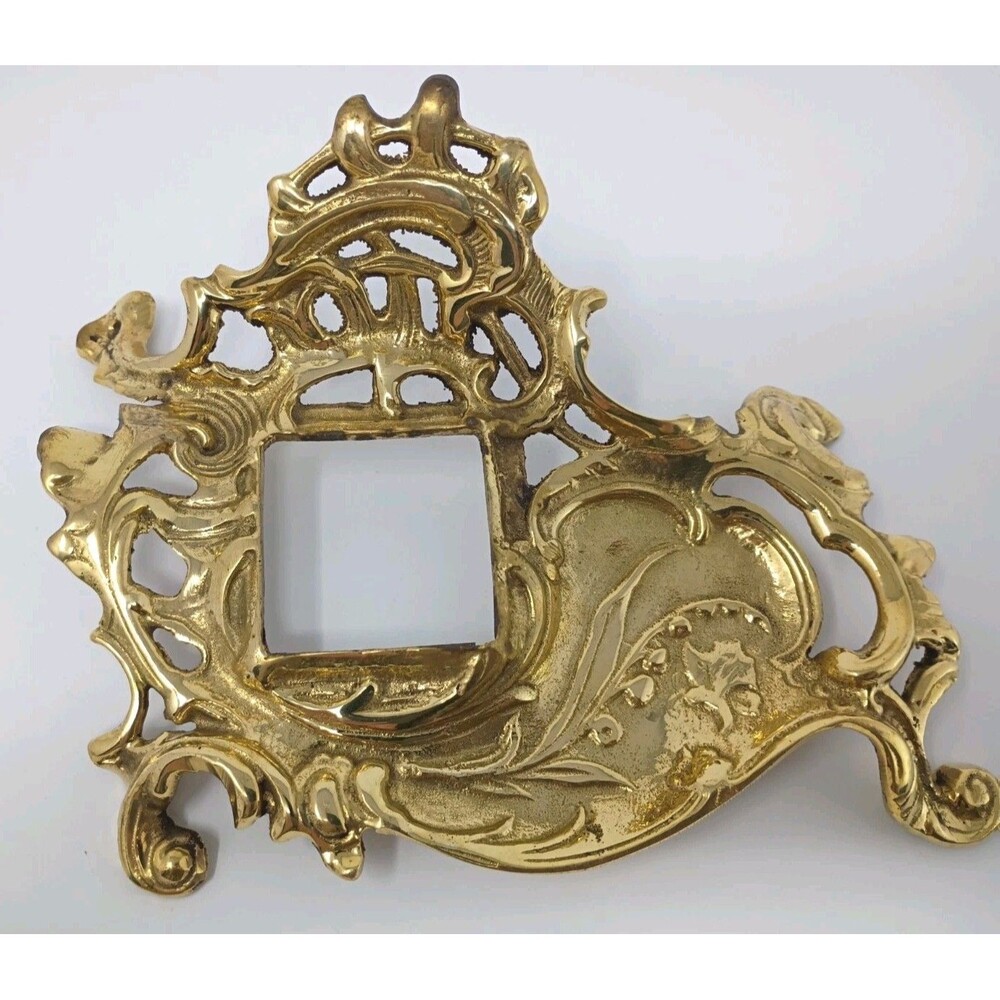 Antique Solid Brass Art Nouveau Writing Desk Set w/ Glass Inkwell - Picture 7 of 16